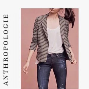 Anthropologie Dolan Left Coast Women Large Ava Blazer Jacket Striped Black Green